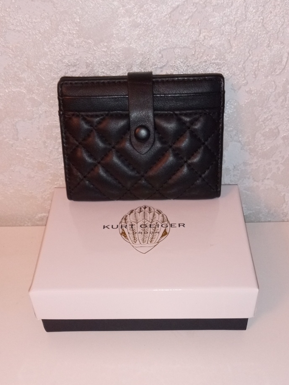 Kurt Geiger Black Leather Card Wallet with Logo
